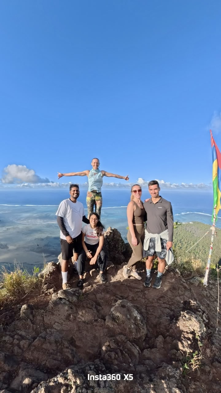 Vanessa with hikers at the summit of Le Morne Brabant