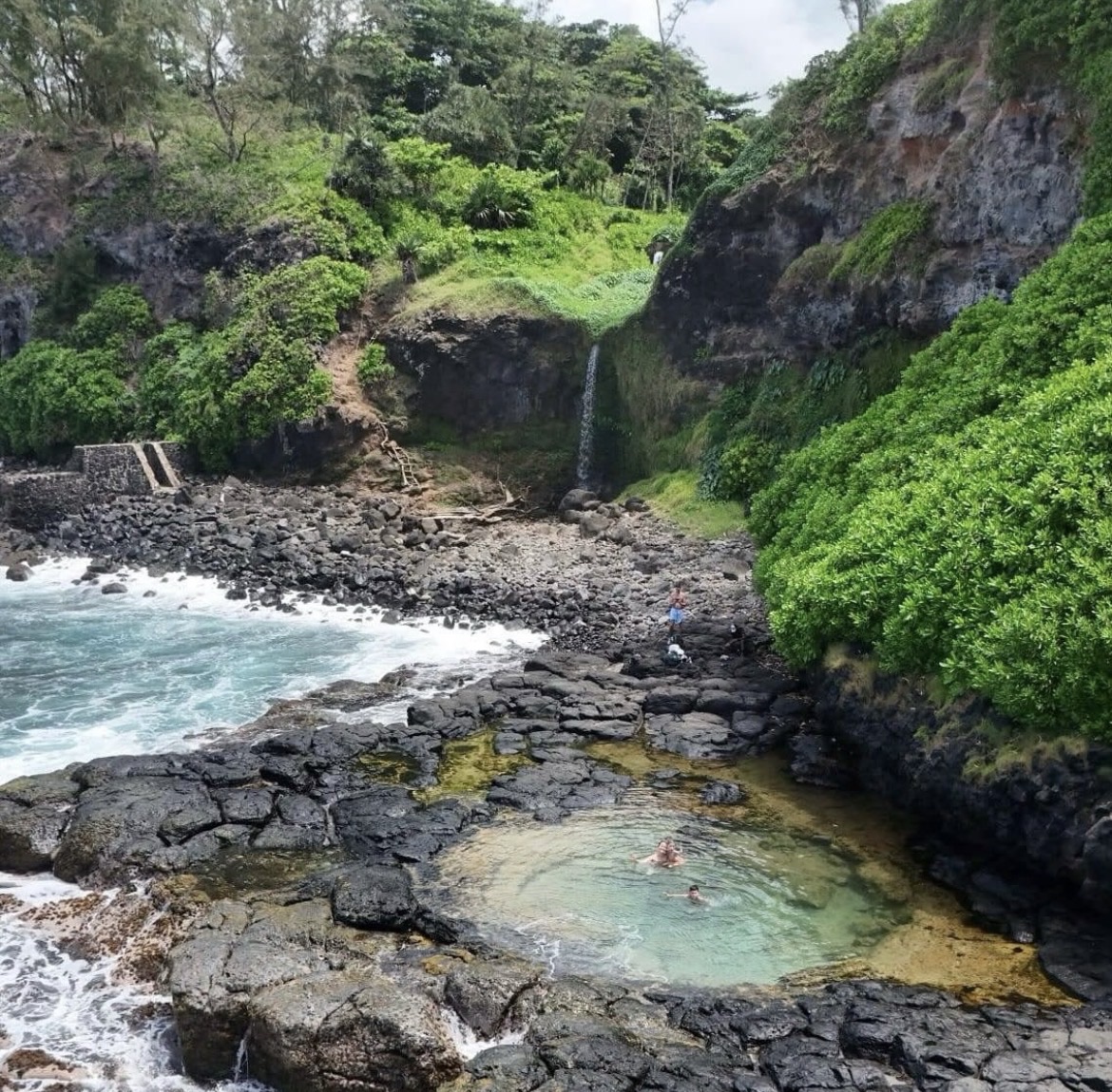 Natural pool and waterfall on the Wild South coast of Mauritius
